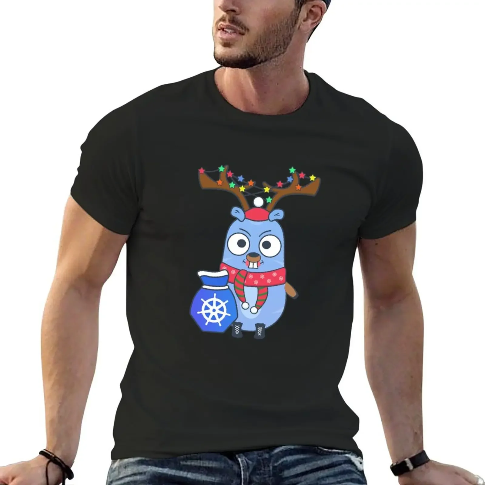 

Golang gopher and kubernetes T-Shirt heavyweights cute tops hippie clothes sweat mens cotton t shirts