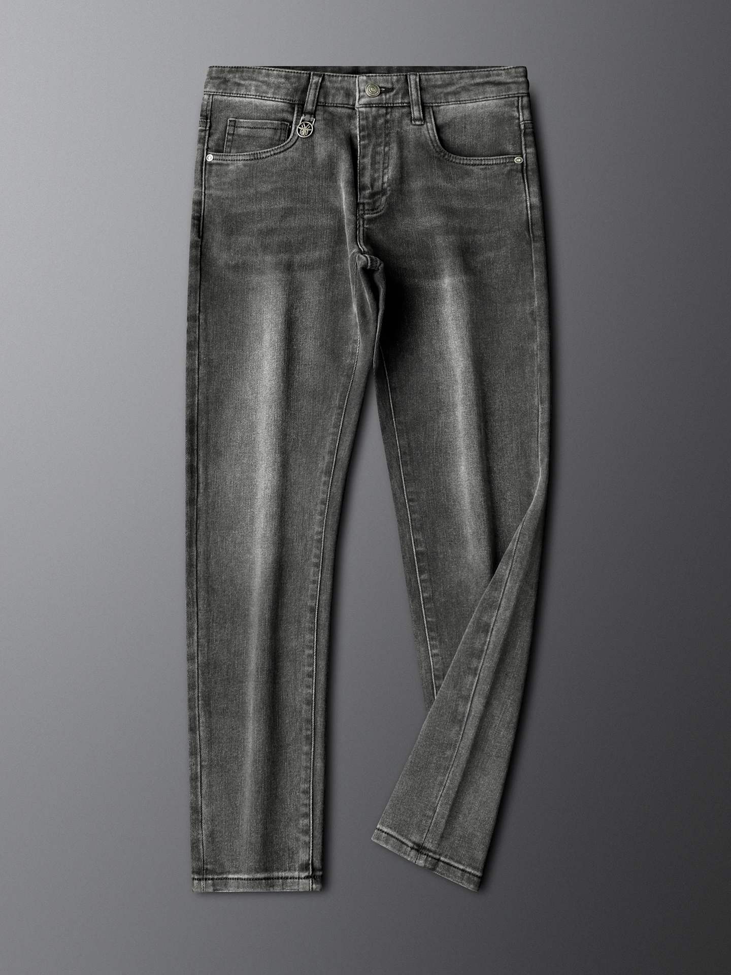 

Мужские джинсы прямого кроя в стиле ретро с эффектом потертости, люксовые черные повседневные брюки, осенняя новинка