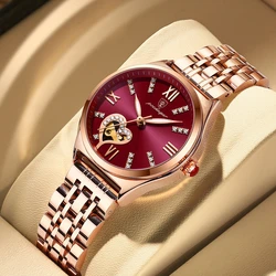 Romantic Wine Red Watch Stainless Design Luminous Ladies Clock Casual Women Wrist Watch Simple Gfit Montre Femme часы женские