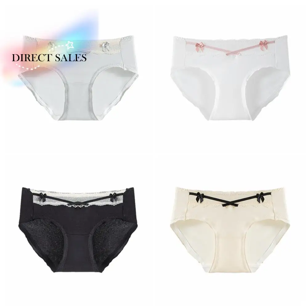 4-pcs-lingerie-plissado-renda-bowknot-calcinha-de-algodao-virilha-meados-de-cintura-doce-cuecas-para-mulher-senhora
