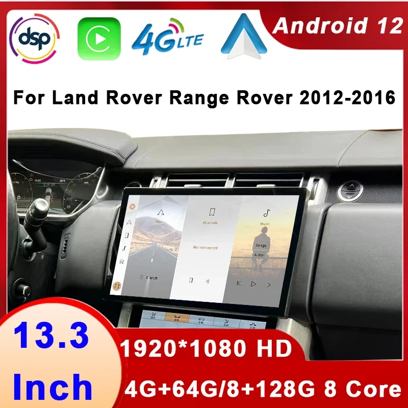 

Автомобильный радиоприемник, мультимедийный плеер 13,3 "Android 12 128G для Land Rover Range Rover Evoque LRX L538 Vogue L405 Sports L494, автомобильный GPS