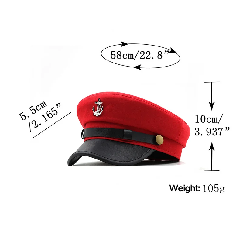 Casual Summer Military Caps Woman Cotton Beret Flat Hats Captain Cap Trucker Vintage Red Black Dad Bone Male Women\'s Leather Hat