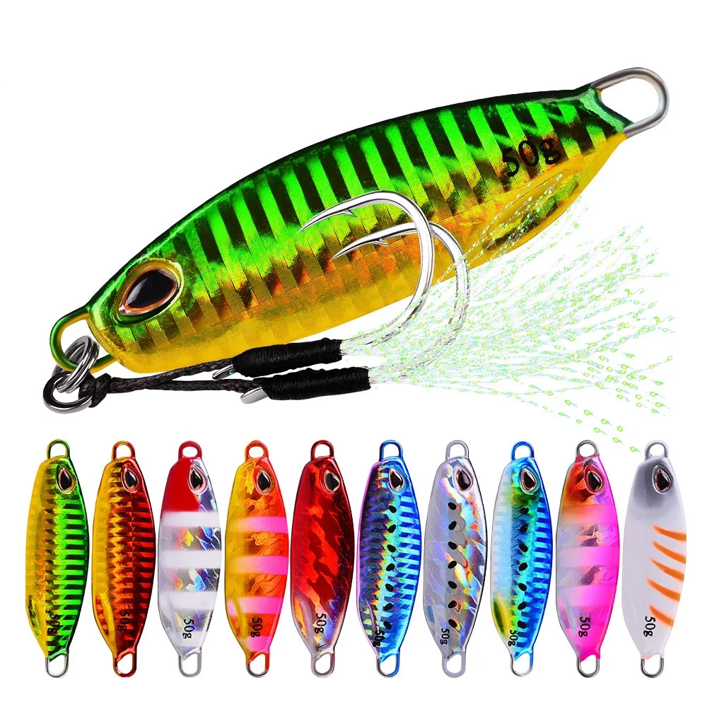 144/1PS Jig Fishing Lure 10-50g Fishing Jigs Saltwater Lures Metal Bass Jig Isca Artificial Fake Fish Glitter Holographic