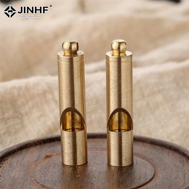 ✍ أدوات جيب صغيرة مقاومة للماء النحاس النقي اليدوية قلادة المعدات بقاء EDC صافرة الحكم صافرة المفاتيح النحاس صافرة