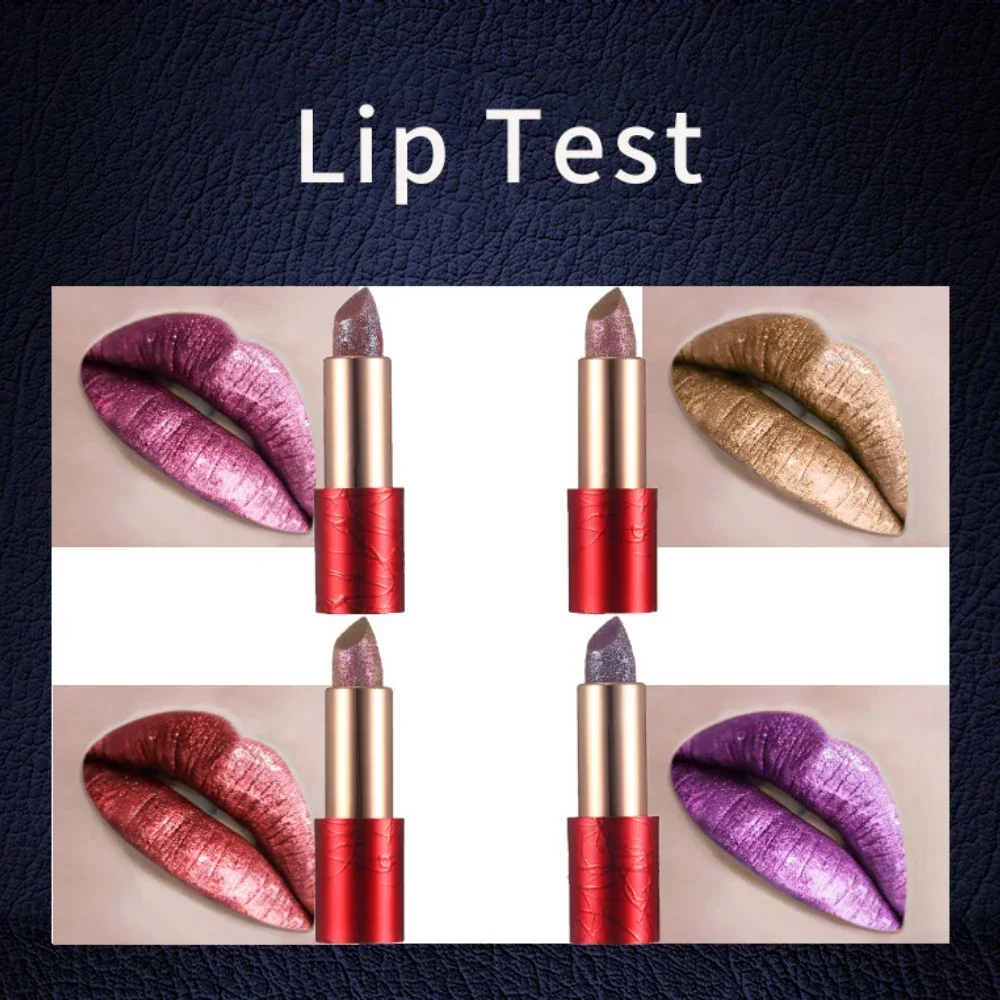 Maquiagem Metallic Lipsticks 4 Color Moisturizing Fine Glitter Lipstick Waterproof Long Lasting Makeup Lips Cosmetic