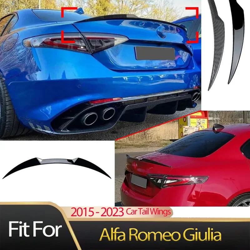 

For Alfa Romeo Giulia Sedan 2015-2023 Tail Car Tail Wings Rear Trunk Spoiler Wing Lip Spoiler Tail Fin Trim Protector Body Kit
