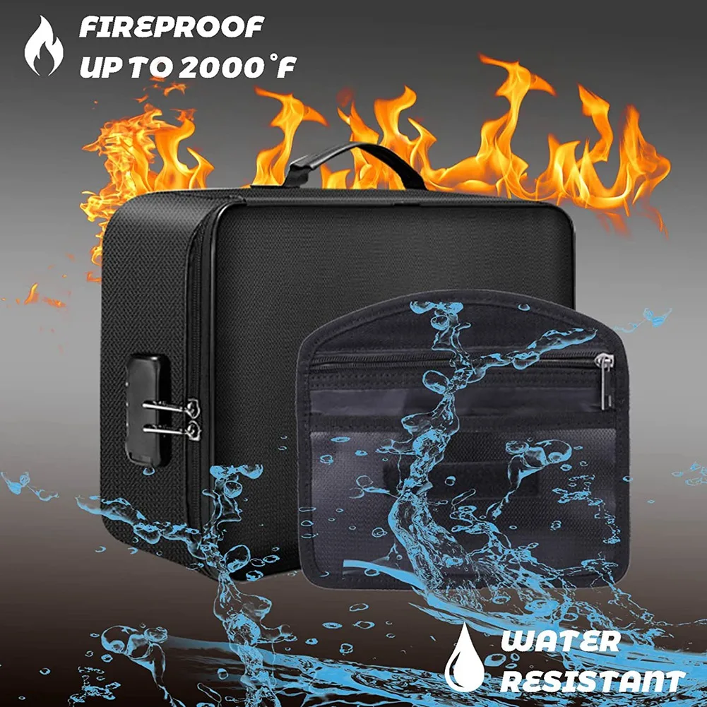 

Fireproof File Organizer Bags,Fireproof And Waterproof Document Box With Money Bag, Fireproof Safe Bag With Lock