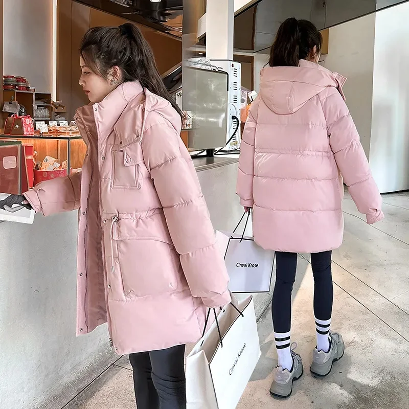 New 2024 Winter Women Jacket Long Parkas Female Down Cotton Hooded Overcoat Thick Warm Jackets Windproof Casual Loose Coat