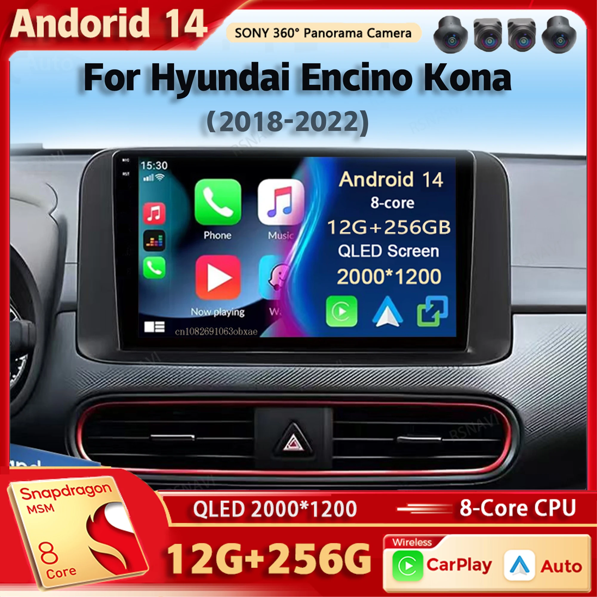 Android 14 Car Radio Multimedia Player For Hyundai Encino Kona 2018 2019 -2022 Auto Carplay Car Stereo wifi+4G Ai voice 2 Din BT