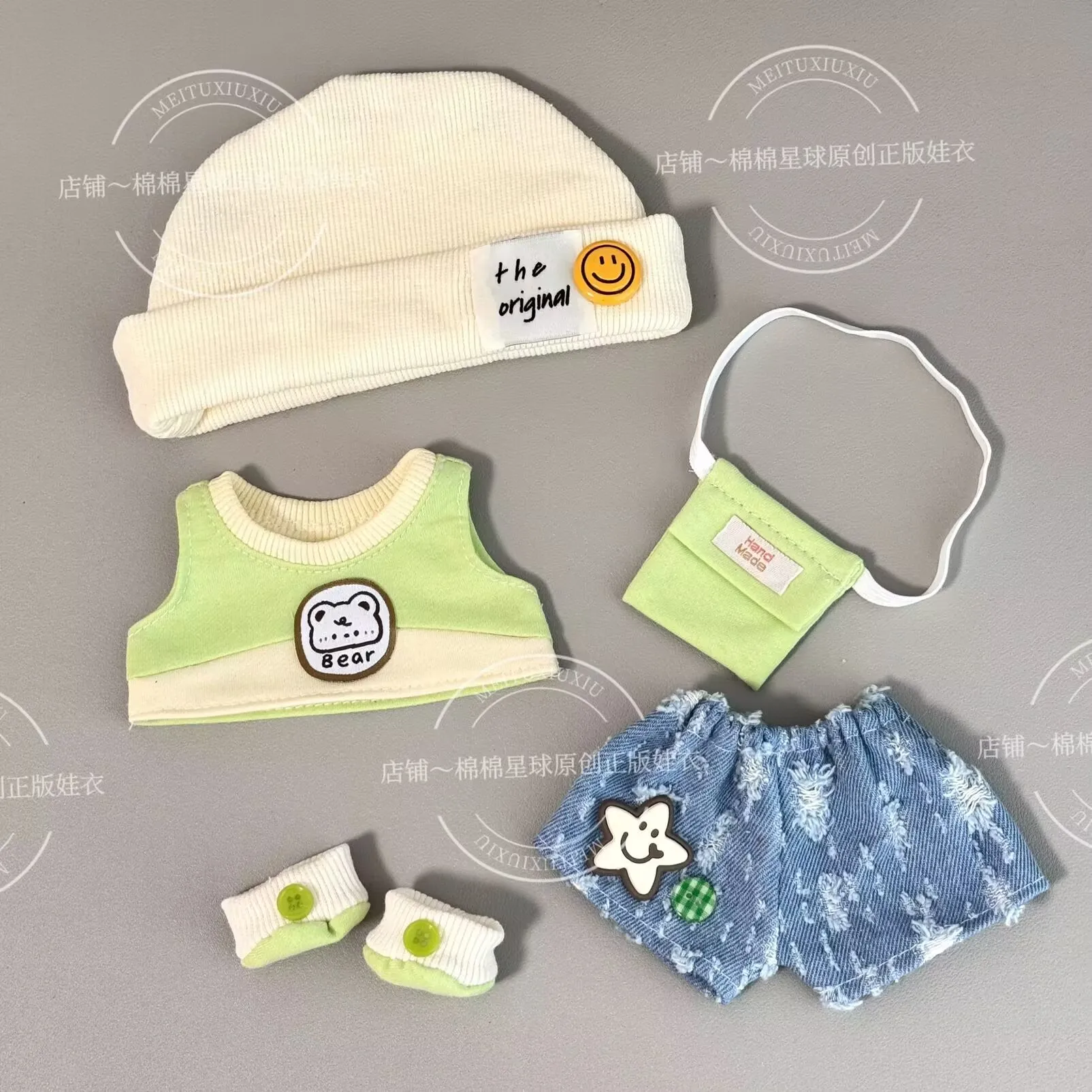 

Хлопковая кукольная одежда 20 см, цвет звезды и лимона, милый плюшевый комплект, наряд для куклы, неспецифический персонаж, одежда для кукол Time Junior Group