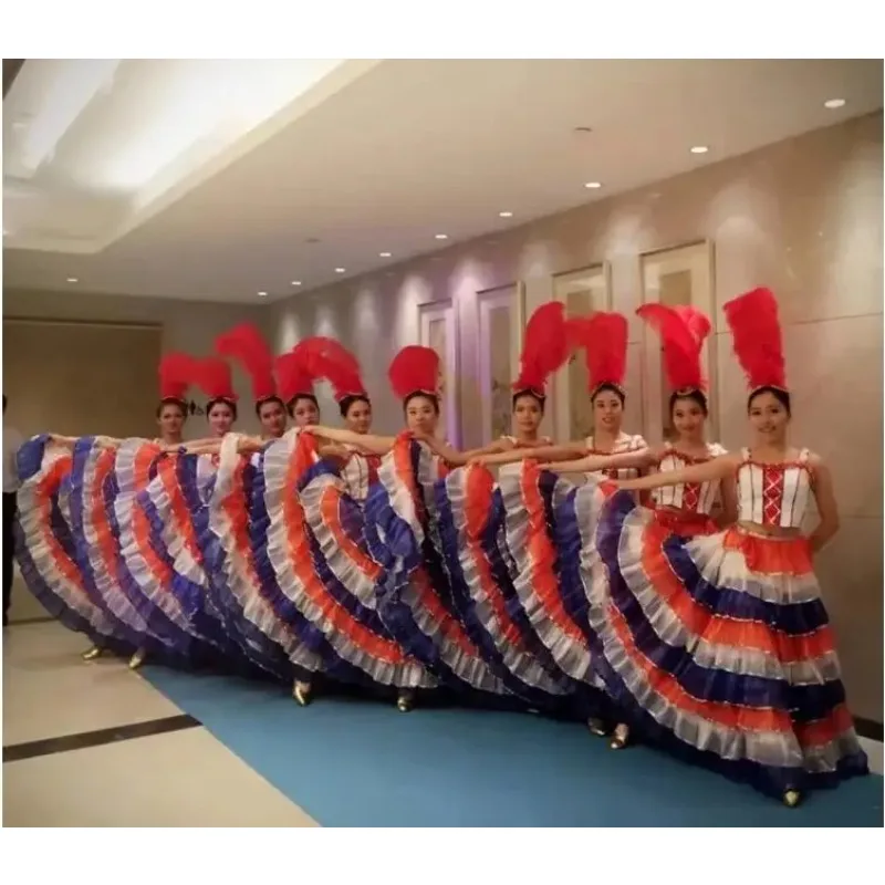 Everbright Store Opening Dance Costume French Cancan Dancing Dress 360 Degree Dancing Dress