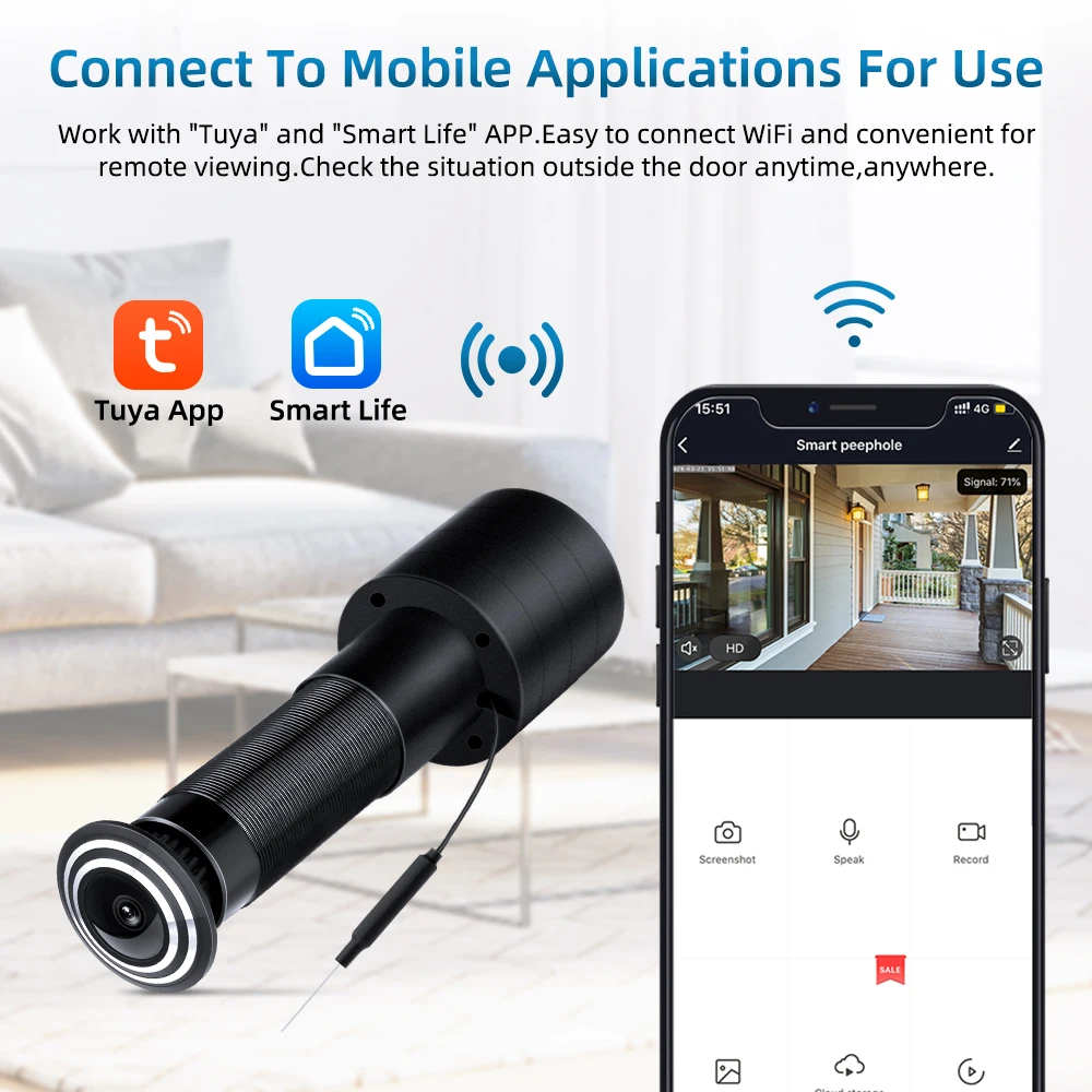 2.4/5G Wifi Video Peephole Camera Motion Detection Door Viewer Video eye Wireless Intercom Home Security Auto Record