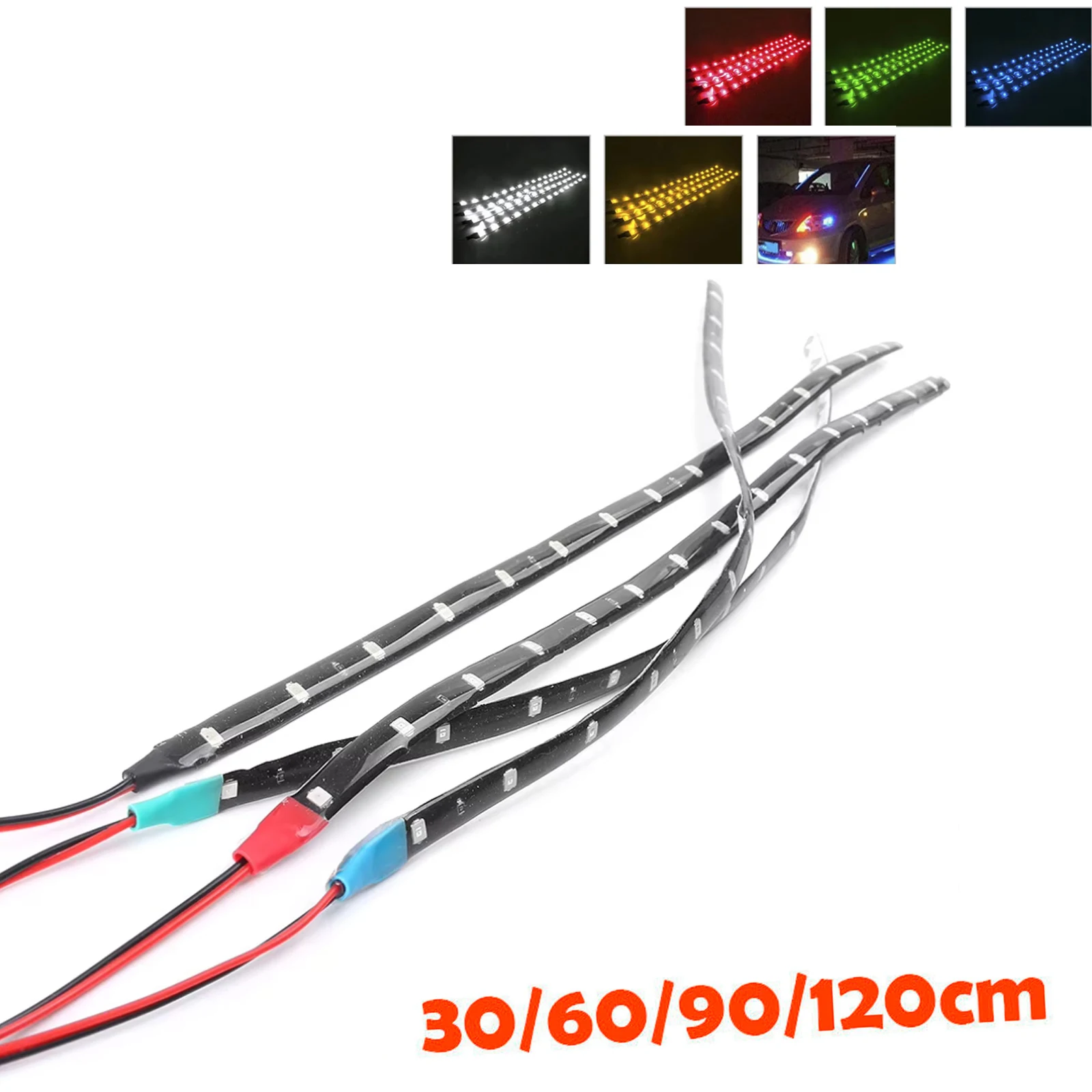 Led Strip Light Car Drl Lamp 12V Red Flexible Outdoor Waterproof 2835 Soft Night Lighting Decoration Bedroom Lights Strips Glow