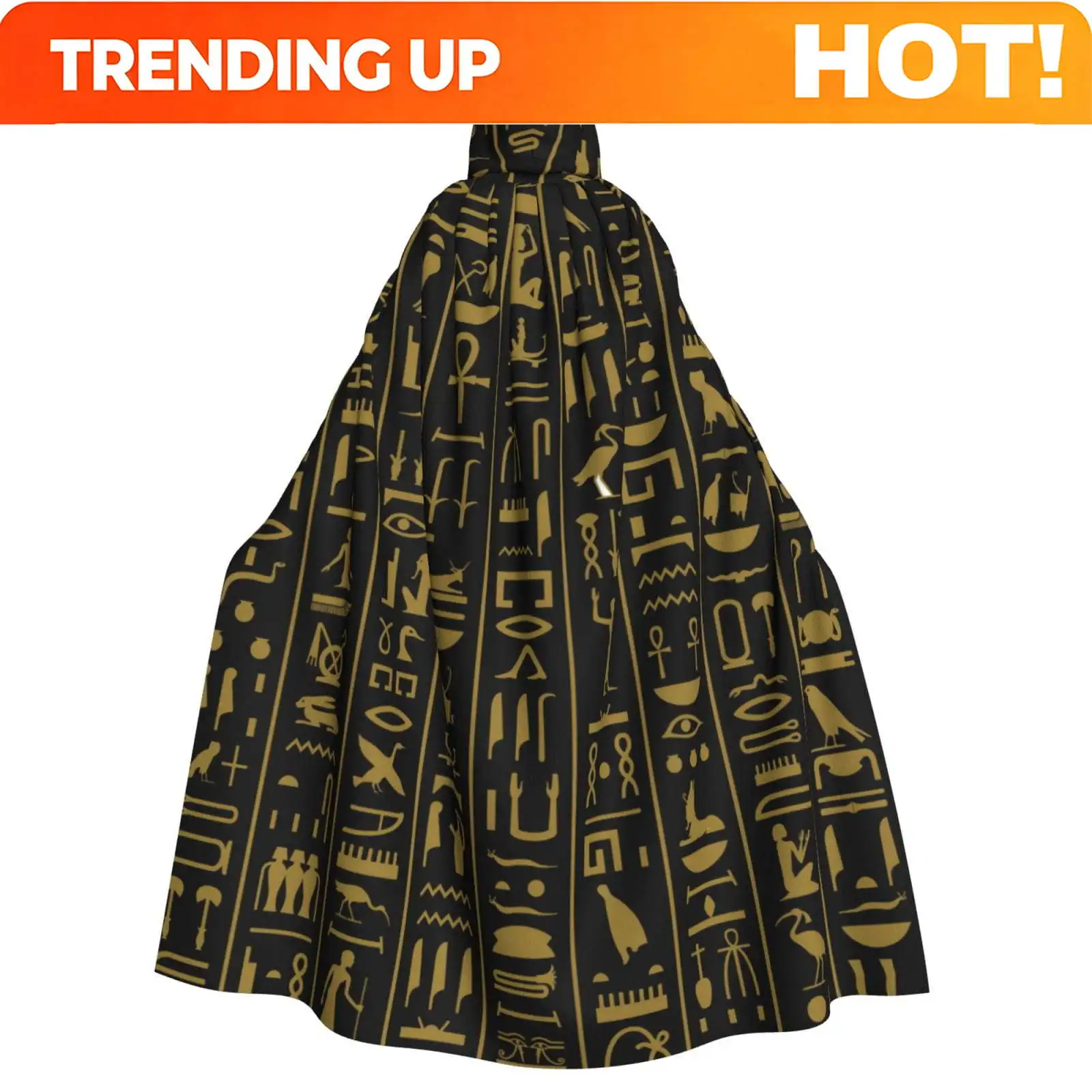 Customization Unisex Hooded Cloaks Adult Lightweight Overcoat Ancient Egyptian Hieroglyphs Cloak For Halloween Cosplay Costumes