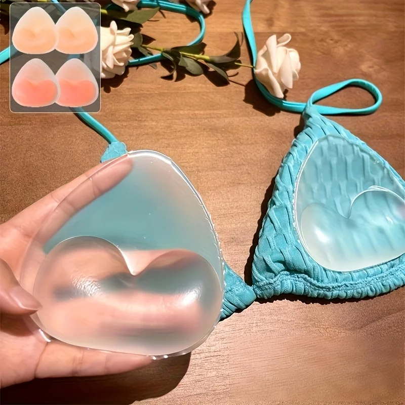Image of 1 Paar Silikon-BH-Einlagen, Unsichtbare Bikini-Einlagen Push-Up Badeanzug-Unterwäsche Brustpolster Wasserdicht & Schnelltrocknend