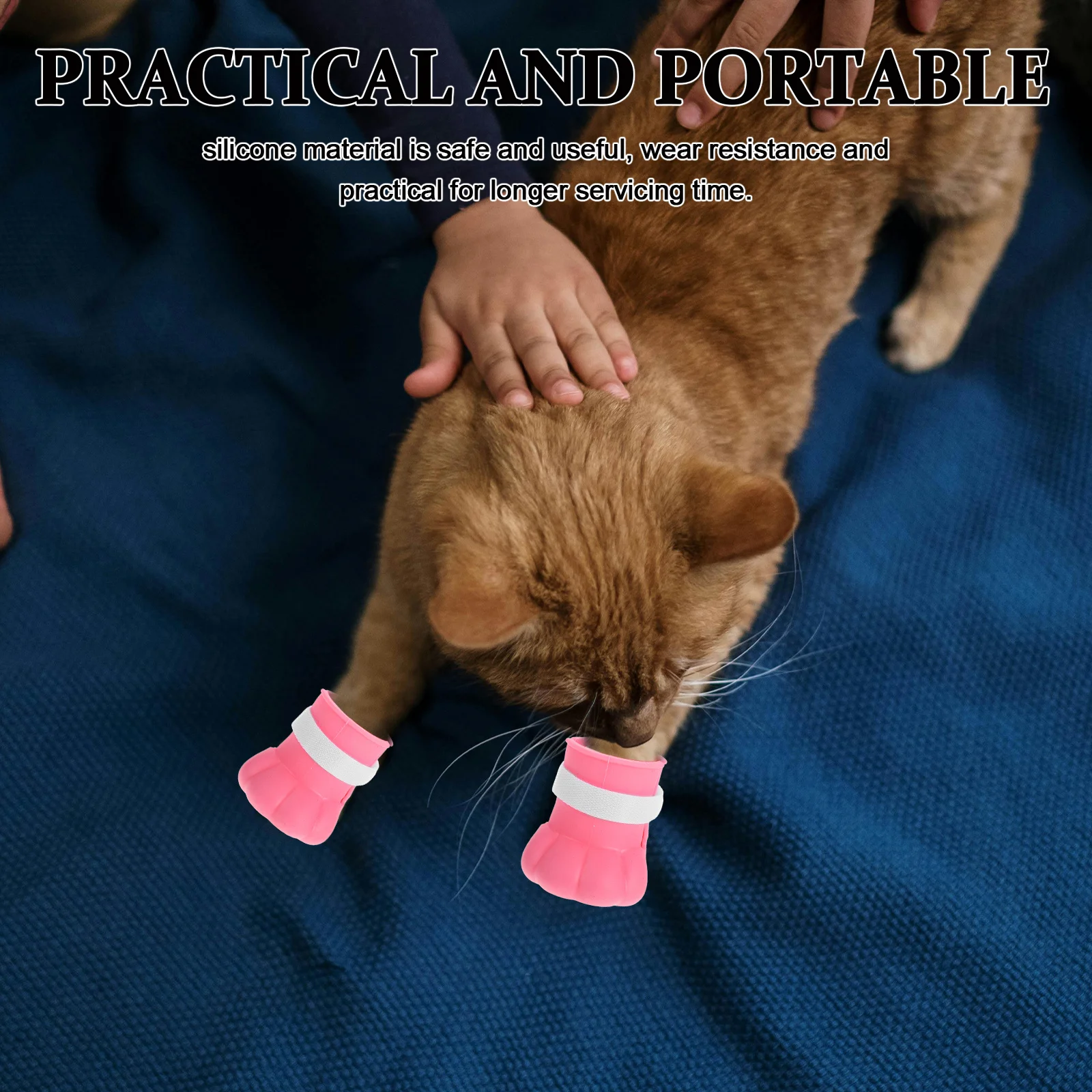 

4pcs Paw Silicone Covers Waterproof Adjustable Cat Boots For Grooming Bathing Nail Protection Cat Booties Shoes Supplies