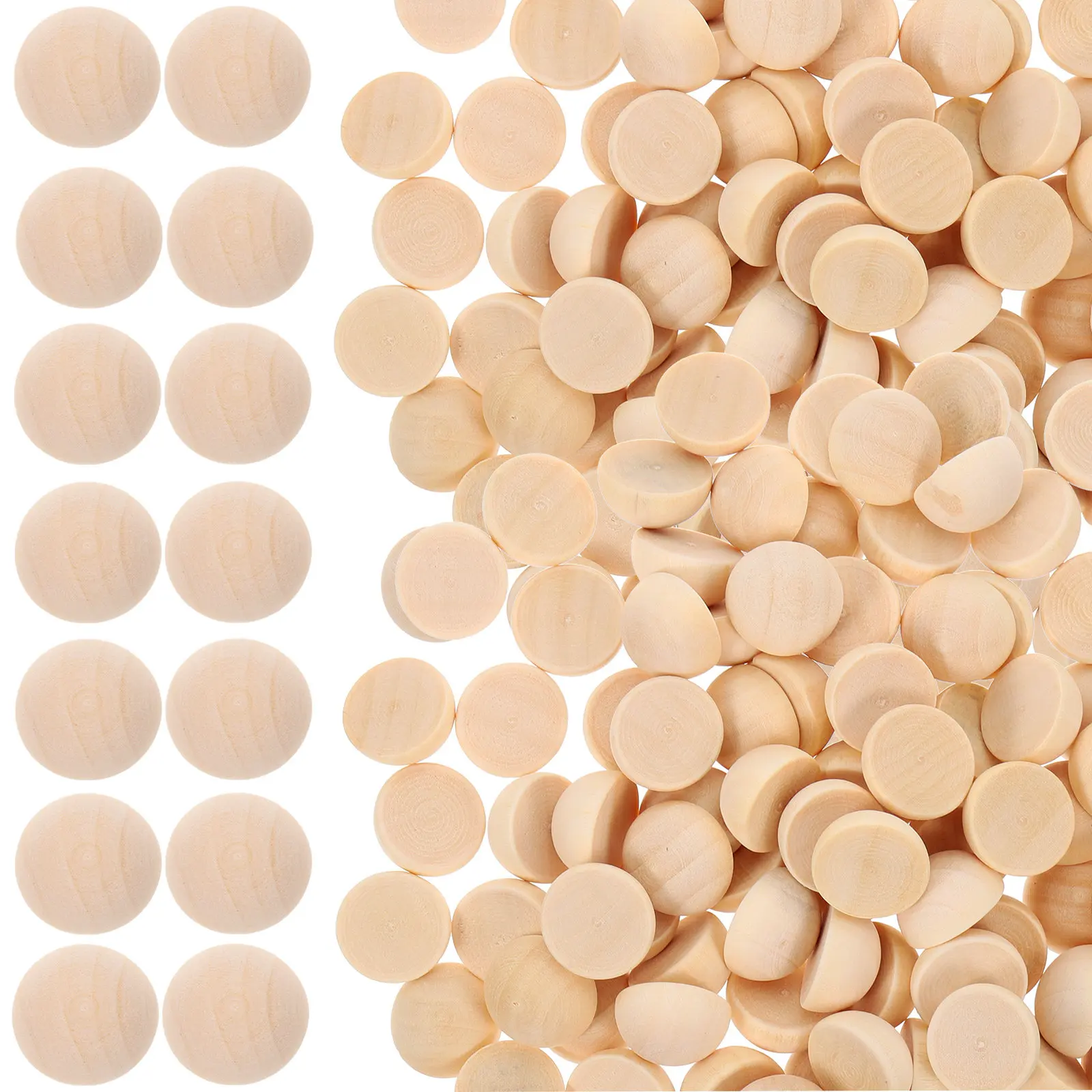 

200pcs Decorative Wooden Half Beads Natural Unfinished Hemisphere Craft Balls For Diy Jewelry Making Bracelet Accessories Craft