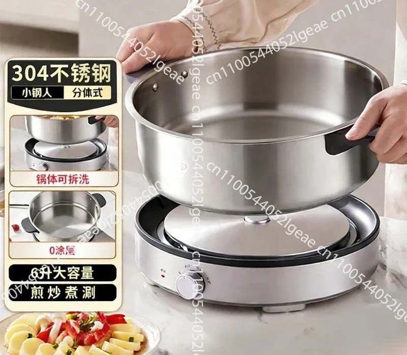 6 Liters Multi-function Pan Stainless Steel Electric Frying Pan