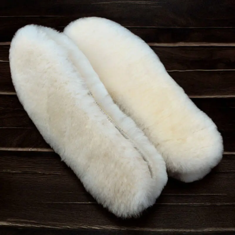 Genuine Sheepskin Fleece Wool Insoles for Men Women Winter Thick Warm Shoe Inner Insole Pad Snow Boots Slippers Shoe Pad New