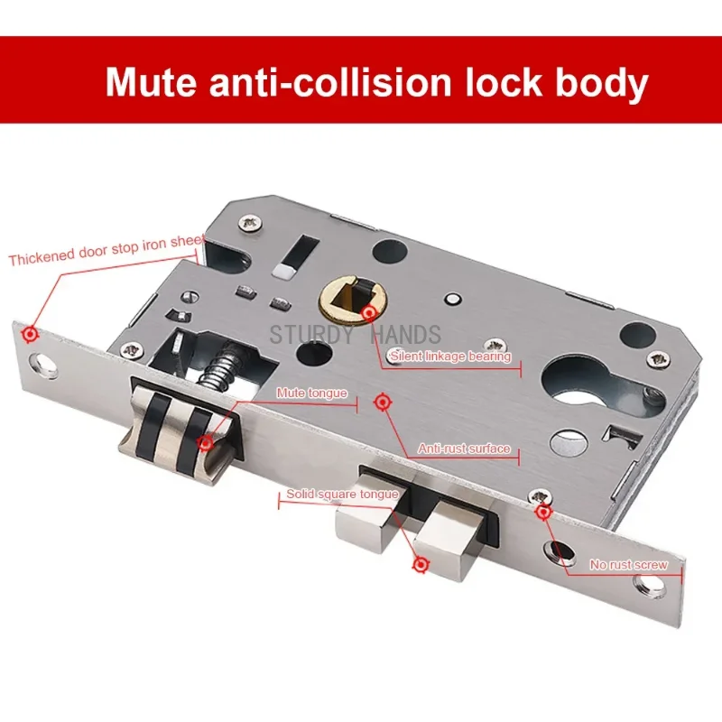 1 セットのアルミニウム合金屋内サイレントドアロック、丈夫なハンドル付き、キッチン、寝室、家庭用木製ドアロック、キー付き