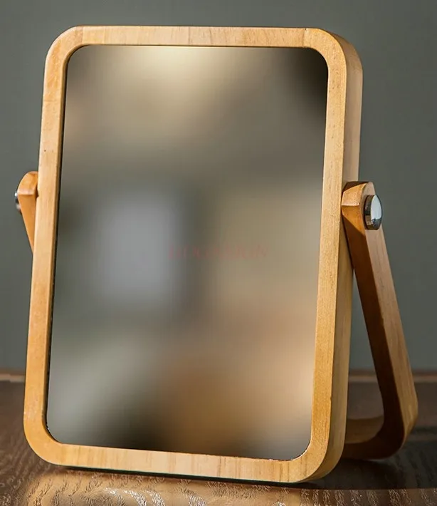 Desktop makeup mirror, simple solid wood dressing mirror, portable desktop mirror, foldable high-definition