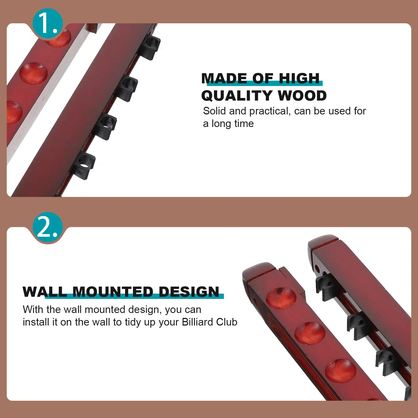 

Настенный держатель для бильярдных киев из премиального дерева, на шесть киев, органайзер для демонстрации и хранения, прочная подставка для киев