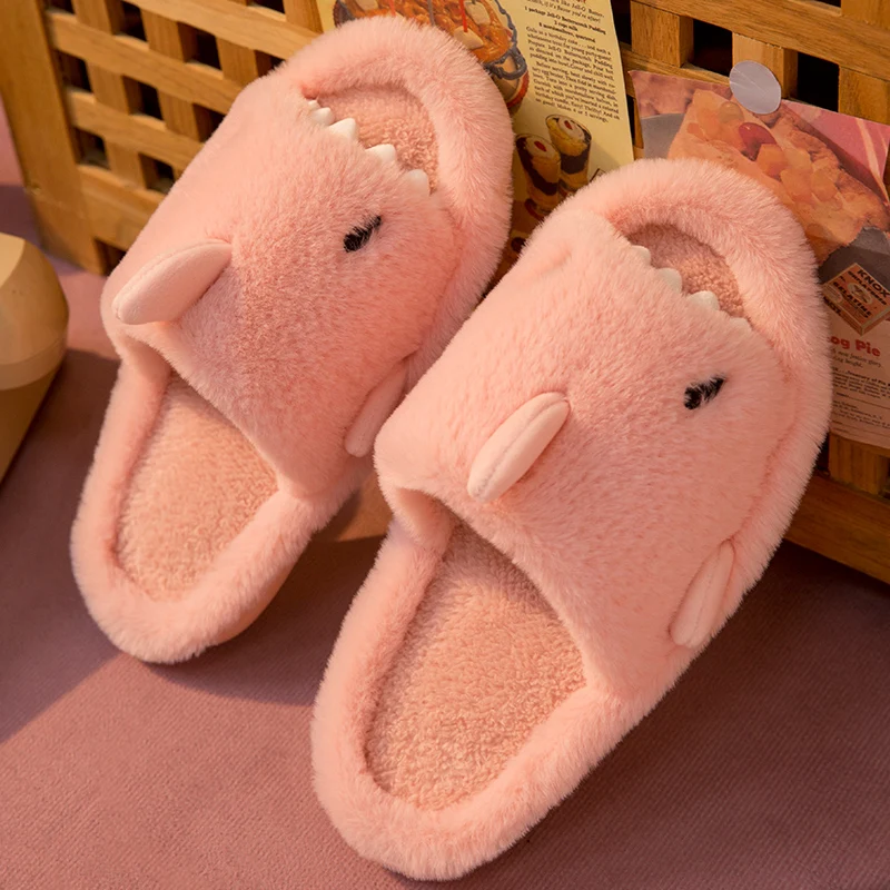 Fluffy Slipper Mans Cotton Shoe Home Cute Cartoon Plus Velvet Thickening Couple Shoes Soft Comfortable Anti-slip Women Slippers