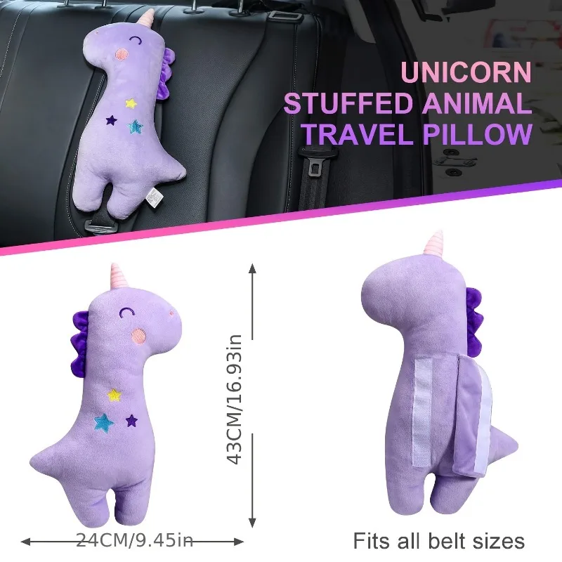 Car Seat Belt Cover for Kids Car Seat Belt Pillow Kids Seatbelt Cover Soft Stuffed Animal Seat Belt Pillow Travel Safety Cushion