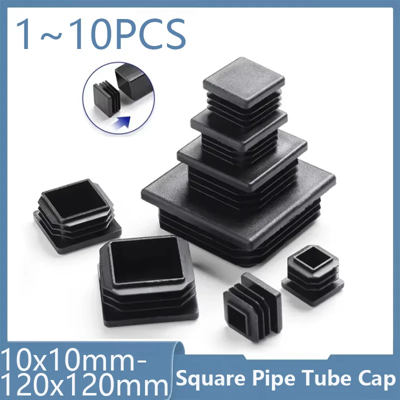 

Square Plastic Black Blanking End Caps Furniture Leg Tube Pipe Inserts Plugs Bung Decorative Dust Cover 10x10mm-120x120mm