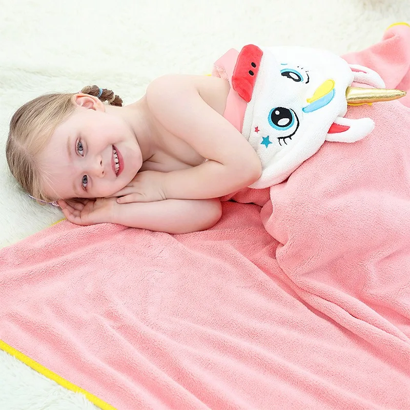 70*120cm Toddler Kids Hooded Towels Newborn Baby Bathrobe Bath Towel Blanket Warm Sleeping Swaddle Wrap for Infant Boys Girls