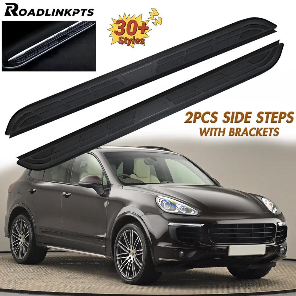 

2PCS Aluminum 5.1" Wide Fixed Side Steps Fit for Porsche Cayenne 2011-2018 Running Boards Nerf Bars Rails Stepping Plates Pedals