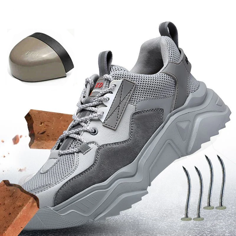 2023 New Safety Shoes Man Boots Work Sneakers Steel Toe Shoes Protective Men Shoes Puncture-Proof Industrial Shoes Security 46