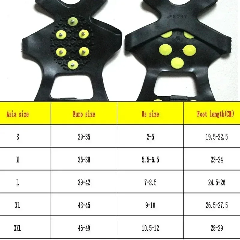 미끄럼 방지 아이스 스노우 그리퍼 스파이크 겨울 등반 신발, 신발 부츠용 미끄럼 방지 아이스 그립, 스노우 클리트 크램폰 도구, 10 스터드