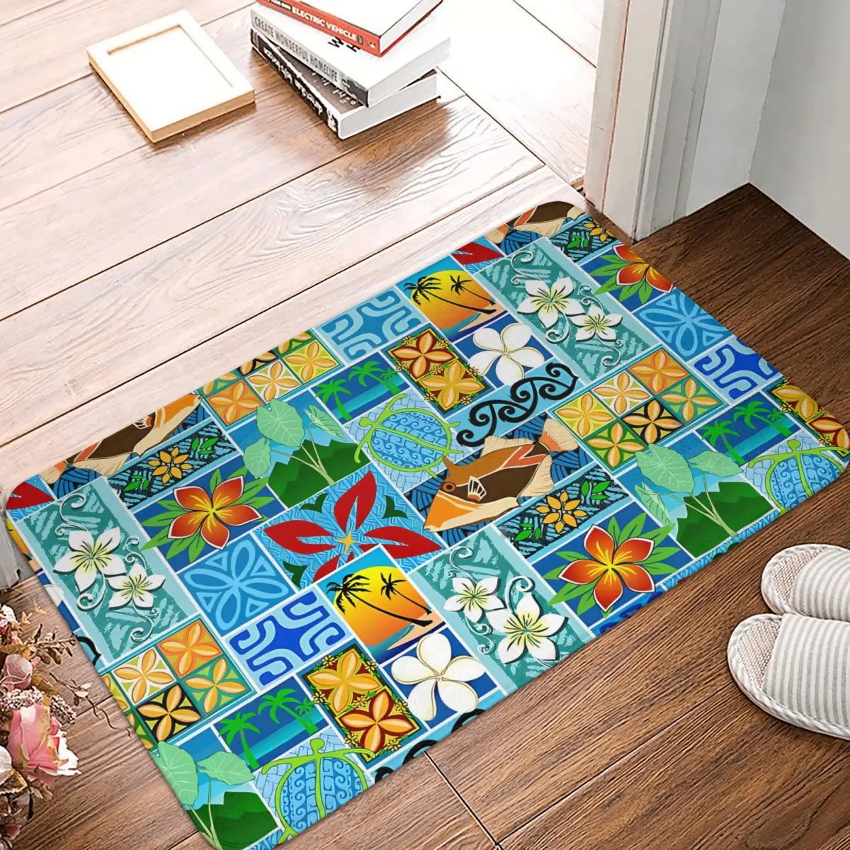 

Hawaiian Motif Non-slip Doormat Funny Fittle Guy Bath Kitchen Mat Prayer Carpet Indoor Pattern Decor