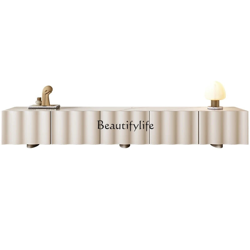 

Modern minimalist creative TV cabinet wall-mounted storage cream Nordic minimalist side cabinet