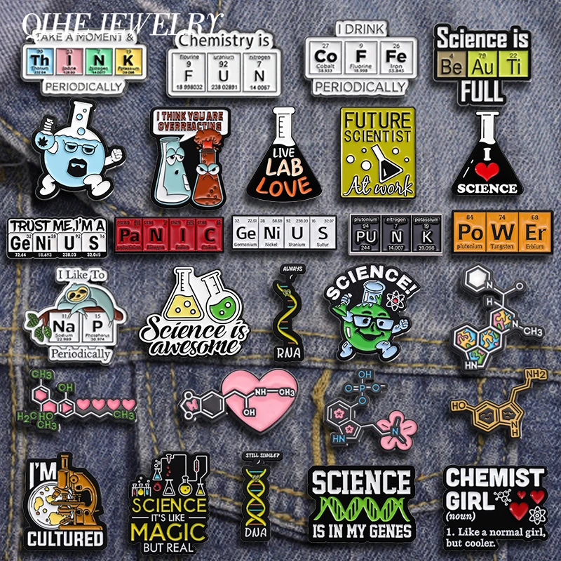 Scientific Chemical Element Series Enamel Pins Custom Science Is Answer Brooches Backpack  Lapel Badge Jewelry Gift for Students