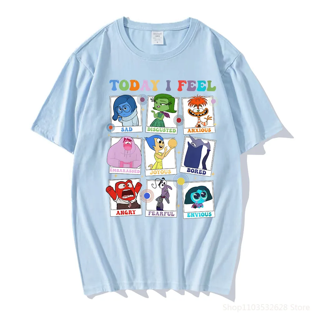 

Today I Feel T-shirt Inside Out 2 Shirts Full of Emotions Mental Health Pure Cotton Short Sleeve Tshirts 2024 Popular Trends Top