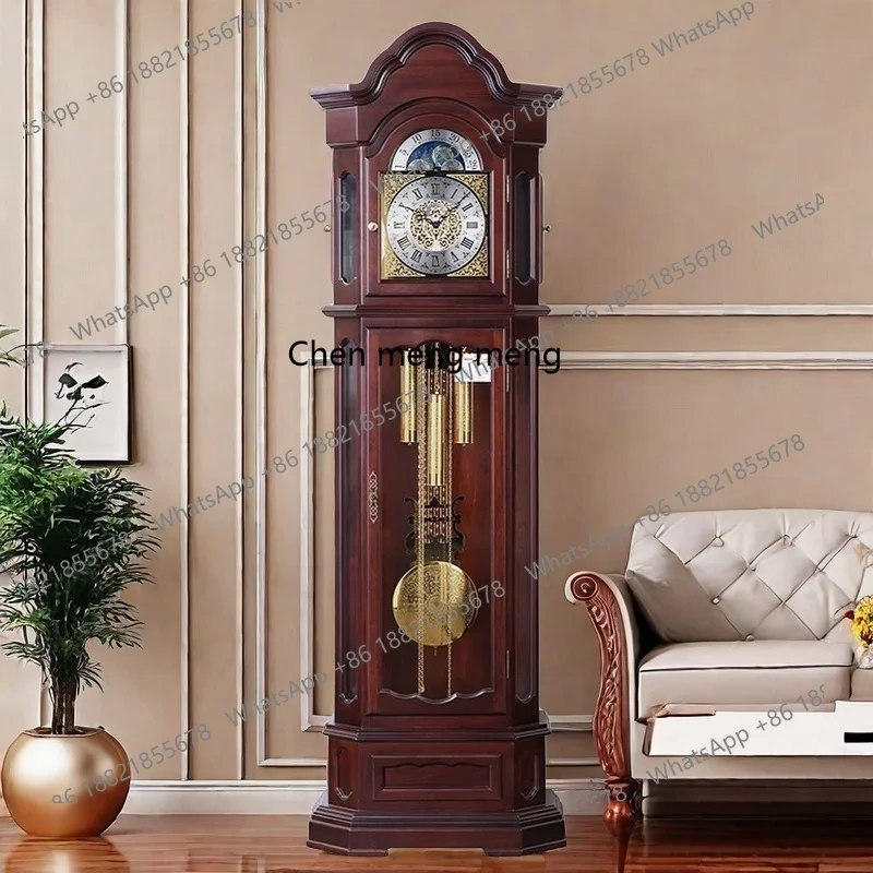 

Solid wood floor clock mechanical retro living room European pendulum clock German Helmler movement standing clock