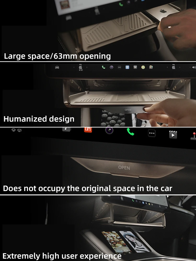 TEEQ per Tesla Model 3 Highland 2023 2024 modello Y scatola di immagazzinaggio nascosta sotto lo schermo nuovo dietro gli accessori della scatola di immagazzinaggio dello schermo