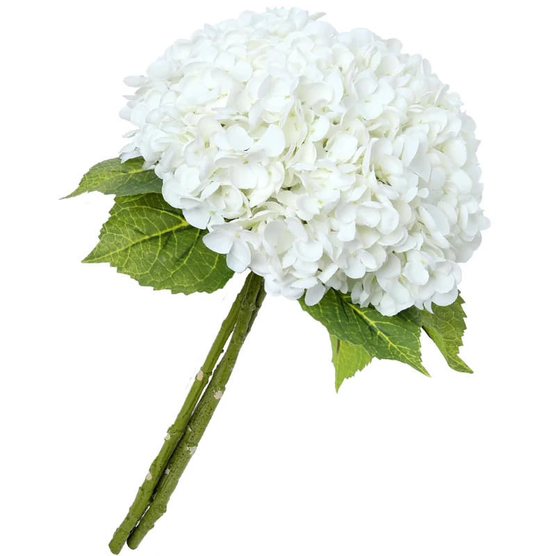 

21 Inch White Hydrangea Artificial Flowers Fake Hydrangea Latex Faux Real Touch Hydrangea Flowers for Wedding Home Decor 2pcs