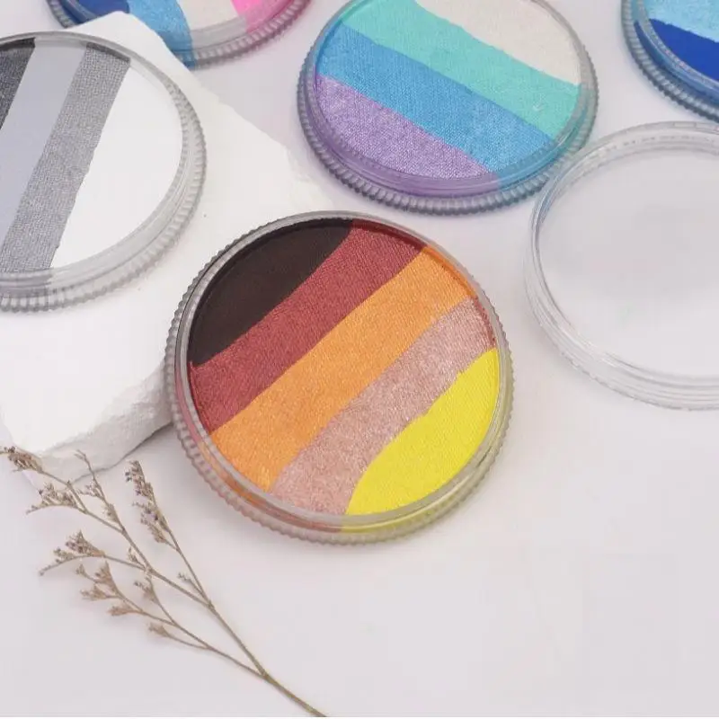 Rainbow Face Paint Palette Children Face Painting Water-soluble Pigment White Facial Body Paint Theatrical Artistic Makeup Plate