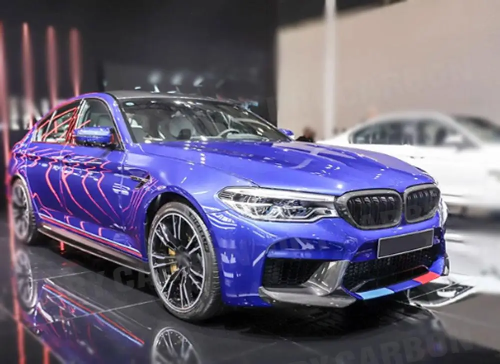 ألياف الكربون الجافة الزاوية الأمامية حافة مصد السيارة المفسد حامي لسيارات BMW 5 Series F90 M5 2018 2019 سيارة الوفير الذقن رفرف Cupwings