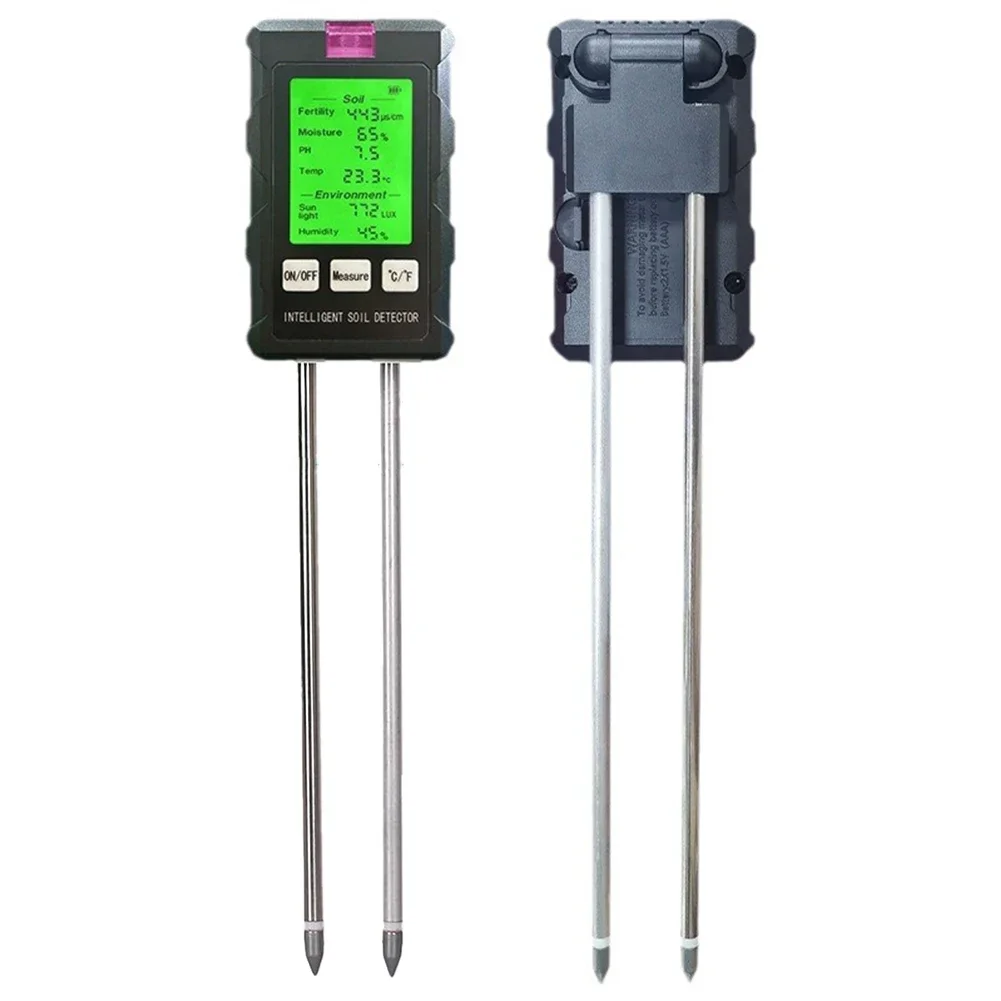 6 in 1 Soil Tester Digital PH Meter LCD Display Soil Thermometer Multi-Function Temperature Humidity Tester for Potted Plants