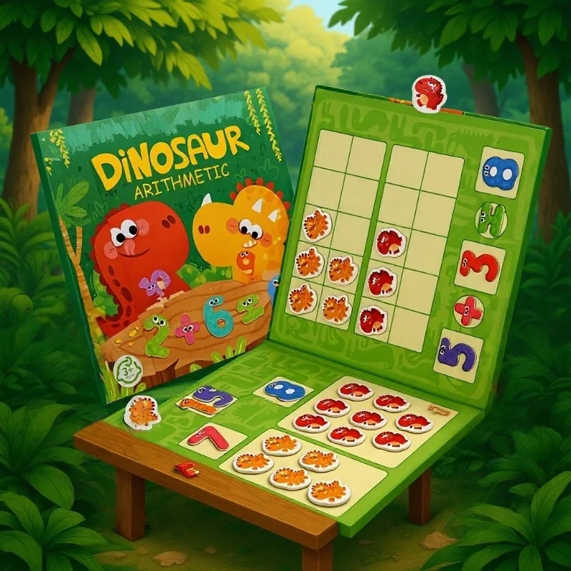 Montessori Math Toys Arithmetic Books Wooden Dinosaur Educational Addition Subtraction Number Decomposition Learning Games Gifts