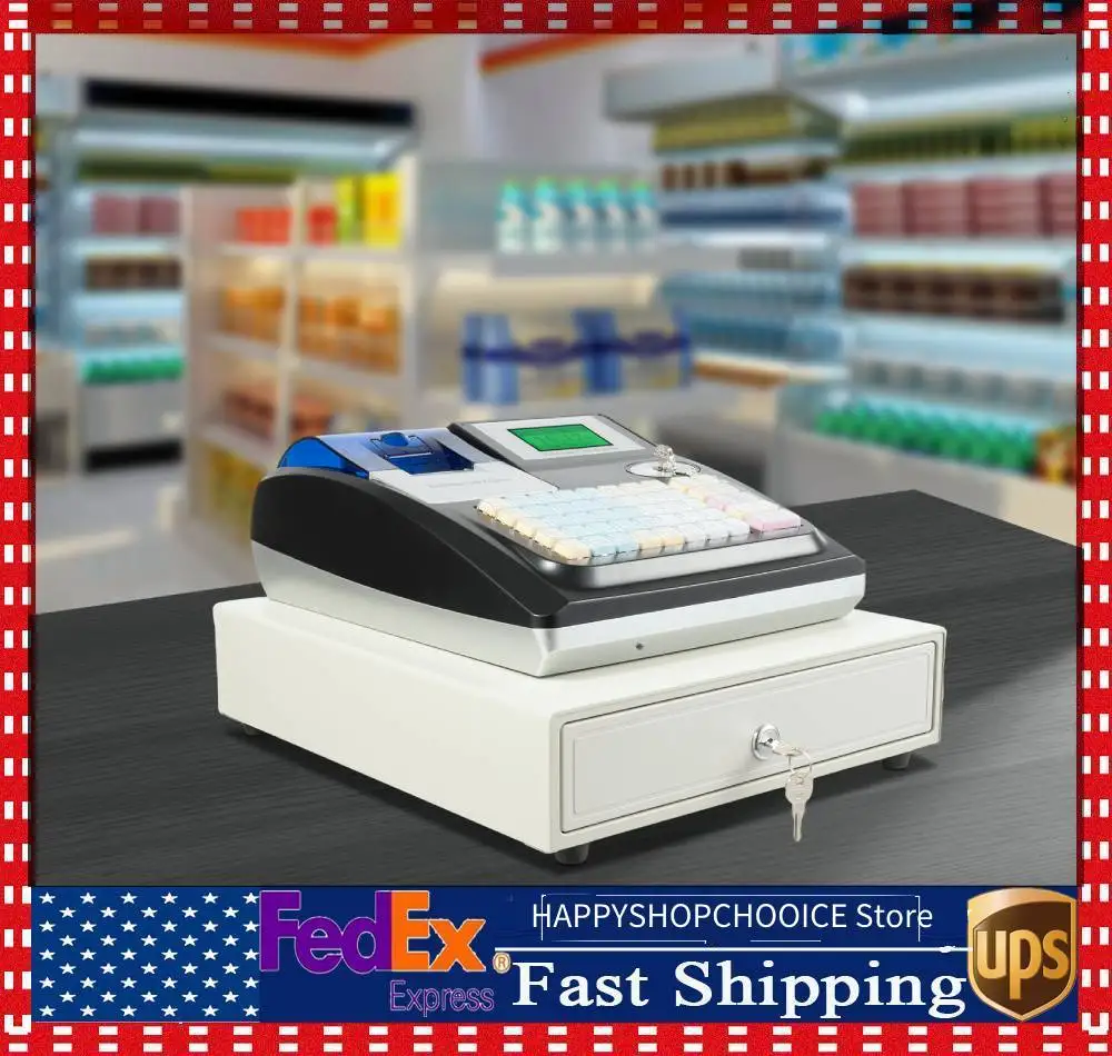 

48-клавишный электронный кассовый аппарат. Черный кассовый аппарат с клавиатурой. Подходит для различных настроек.