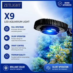 ZETLIGHT X9 96W Bluetooth & WiFi RGB Adjustable Color Channels Marine Aquarium LED light for Saltwater Coral Reef Fish Tank