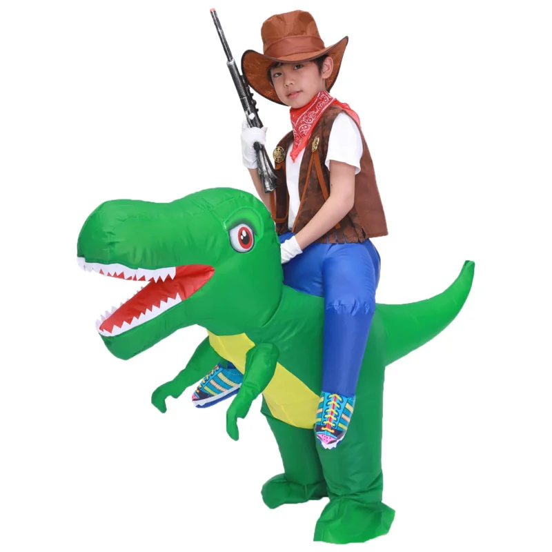 Kids Children Inflatable Dinosaur pokemon pinata costume Rex Cosplay costumes Cowboy Ride on Dinosaur Funny Party Inflated Garme