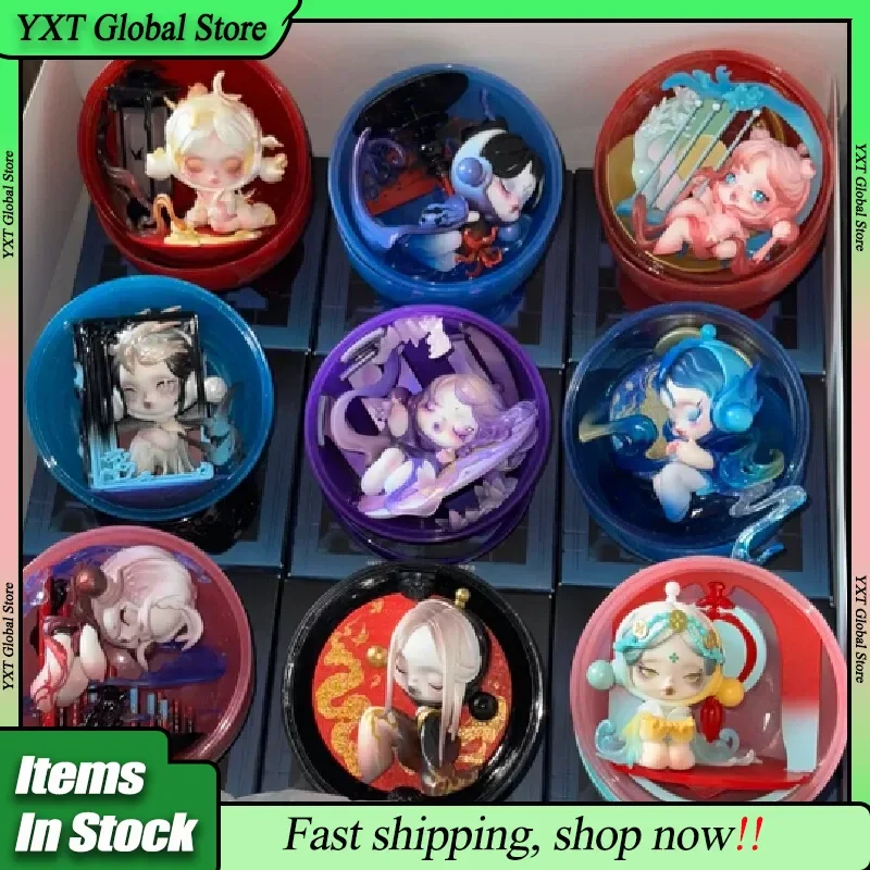 Figura de acción genuina Skullpanda The Mirage Series Blind Box: La misteriosa linterna de carrusel, figura Skullpanda, caja sorpresa, regalo.