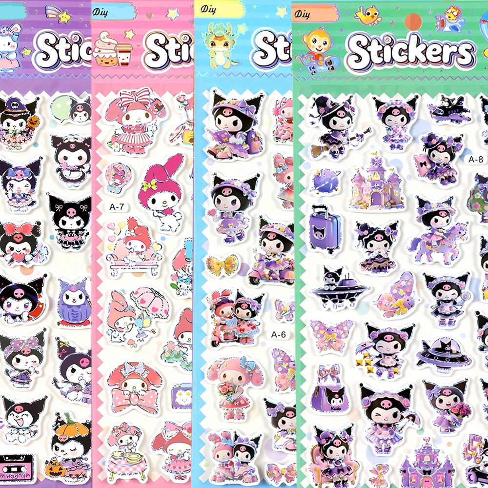 Bonito sanrio anime melodia kuromi dos desenhos animados bolha adesivos decalques diy skate capacete scrapbook adesivo estético fontes de festa