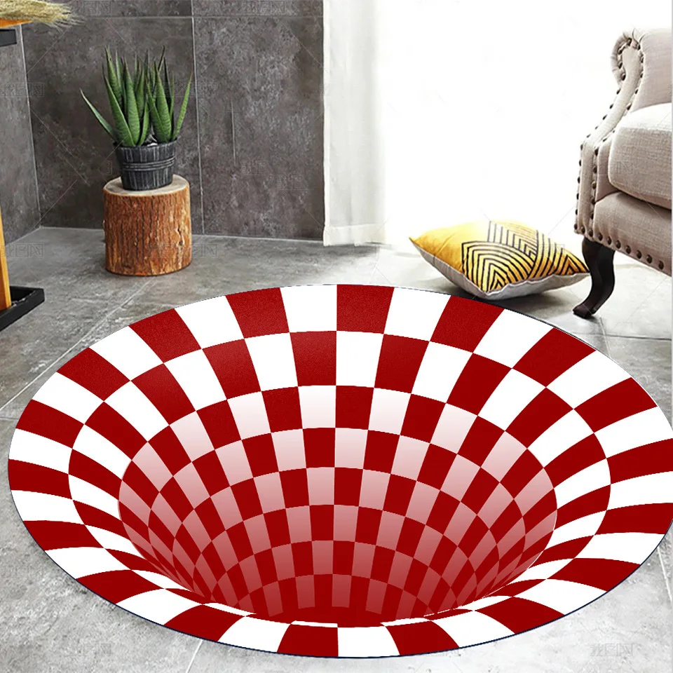 

3D Optical Illusion Pattern Carpet Pixel Style Vortex Art Decor Mat Creative Interior Accent Rug Multiple Sizes for Living Room